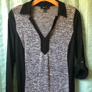 BCX Black V Neck Top Large